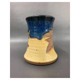 Artisan Crafted Ceramic Vase and Goblet Set - Leaf Floral Abstract