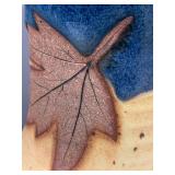 Artisan Crafted Ceramic Vase and Goblet Set - Leaf Floral Abstract