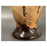 Artisan Crafted Ceramic Vase and Goblet Set - Leaf Floral Abstract