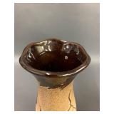 Artisan Crafted Ceramic Vase and Goblet Set - Leaf Floral Abstract