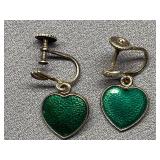 Meka Denmark Heart Enamel Earrings Screw-Back