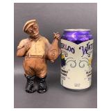 Vintage Carved Wood Figures Set: Hunter, Fisherman, Villager Decor