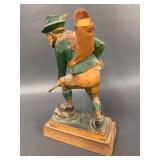 Vintage Carved Wood Figures Set: Hunter, Fisherman, Villager Decor