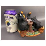 Big Sky Carvers "Card Sharks" Black Bears Poker Game Figurine Unique Decor Piece