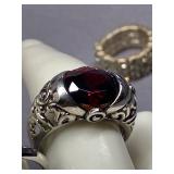 Vintage Costume Jewelry Ring Collection - 5pcs Assorted Gems