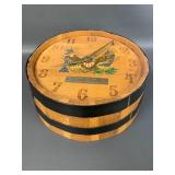 Vintage 1979 Klemme Coop Grain Company Barrel Lid Clock