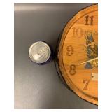 Vintage 1979 Klemme Coop Grain Company Barrel Lid Clock