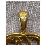 925 Sterling Silver Gold Tone Gemstone Floral Pendant Vintage Style