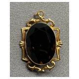 Gold Tone Pendant with Brown Gemstone