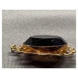 Gold Tone Pendant with Brown Gemstone