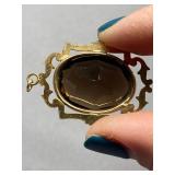 Gold Tone Pendant with Brown Gemstone