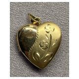 Heart-Shaped 1/20 14k Gold-Filled Locket with Floral Design