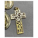 Assorted Religious Jewelry Lot: Crosses and Medals