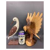Wooden Carved Bird Collection with Bald Eagle