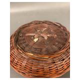 Chinese Sewing Basket and Handcrafted Decorative Gourd With Beaded Woven Lid