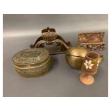 Vintage Decorative Collectibles - Swedish Bronze Bell, Pozzonis Tin, etc.