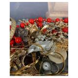 Vintage Mixed Jewelry Lot in Wooden Box Collection