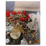 Vintage Mixed Jewelry Lot in Wooden Box Collection