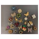 Vintage Rhinestone & Pearl Brooch Collection Lot