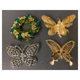 Vintage Rhinestone & Pearl Brooch Collection Lot