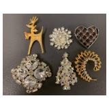 Vintage Rhinestone & Pearl Brooch Collection Lot