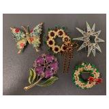 Vintage Rhinestone & Pearl Brooch Collection Lot