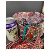 Vintage Beaded Necklace Lot with Decorative Storage Boxes