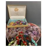 Vintage Beaded Necklace Lot with Decorative Storage Boxes