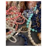 Vintage Beaded Necklace Lot with Decorative Storage Boxes