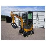AGT Industrial QK18RXS-C Mini Excavator w/Side Swing Boom, Hydraulic Thumb, Enclosed Cab w/AC