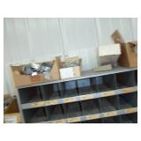 Bolt Bins x 4 Gray With Boxes of Pipe Hangers