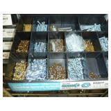 Bolt Bins x 4 Gray With Boxes of Pipe Hangers