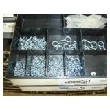 Bolt Bins x 4 Gray With Boxes of Pipe Hangers