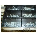 Bolt Bins x 4 Gray With Boxes of Pipe Hangers