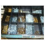 Bolt Bins x 4 Gray With Boxes of Pipe Hangers