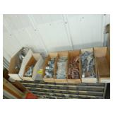 Bolt Bins x 4 Gray With Boxes of Pipe Hangers