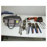 Ridgid RP-200 Press Tool, 18V, With Battery & Charger, Several Bits & Pex Clamps