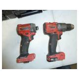 Milwaukee Combo Set, 18V, #3697-22, Impact Driver 1/4" #2953-20, Drill 1/2" Hammer #2804-20, No Batteries, 1 Charger