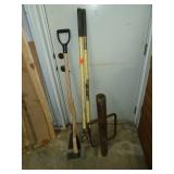 Post Hole Digger, Steel Post Driver, Ax, Scraper