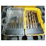 Assorted Drill Bits & Storage Shelf