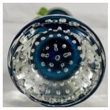 Vintage Seda Sweden MCM Glass Bud Vase with Pink Porcelain, FM Konstglas Bluebird and Unbranded Bird