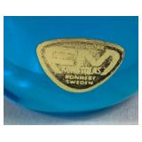 Vintage Seda Sweden MCM Glass Bud Vase with Pink Porcelain, FM Konstglas Bluebird and Unbranded Bird