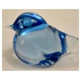 Vintage Seda Sweden MCM Glass Bud Vase with Pink Porcelain, FM Konstglas Bluebird and Unbranded Bird