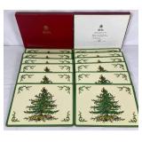 Spode Christmas Tree Green Trim Corkboard Placemats - set of 12