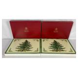 Spode Christmas Tree Green Trim Corkboard Placemats - set of 12