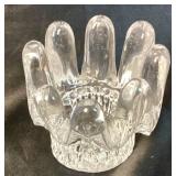 Orrefors Sweden Crystal Heavy Glass Shallow Bowl - signed, Orrefors Signed Round Lead Crystal Candlestick Holders and Vintage Kosta Boda Clear Glass Candle Holder