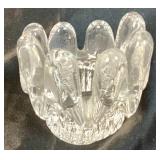 Orrefors Sweden Crystal Heavy Glass Shallow Bowl - signed, Orrefors Signed Round Lead Crystal Candlestick Holders and Vintage Kosta Boda Clear Glass Candle Holder