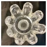 Orrefors Sweden Crystal Heavy Glass Shallow Bowl - signed, Orrefors Signed Round Lead Crystal Candlestick Holders and Vintage Kosta Boda Clear Glass Candle Holder