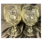 Extra Large Vintage Floral & Leaf Engraved Goblets 10.5" Tall