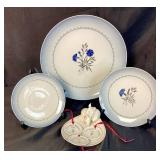 Bing and Grondal Collection - Mouse Dish #1562, 10" Cornflower Plate, Salad Plate, Saucer and Christmas Ornaments